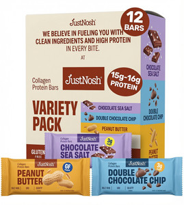 JustNosh Best Sellers Sampler Pack Collagen Protein Bars - 15g Protein • 10g Collagen • Gluten-Free • Dairy-Free • Low FODMAP • Seed Oil Free - 12-Pack