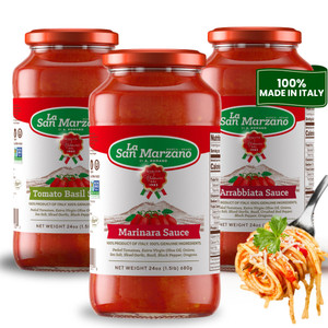 La San Marzano Italian Variety Pack - Tomato Basil • Arrabbiata • Marinara, Three 24 oz jars | Made in Italy