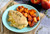 APPLE GOUDA STUFFED CHICKEN BREASTS WITH SMOKY ROASTED SWEET POTATOES