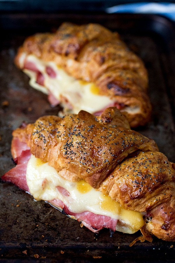 Ham And Cheese Sloders Ham and Cheese Croissant with Honey Mustard Glaze
