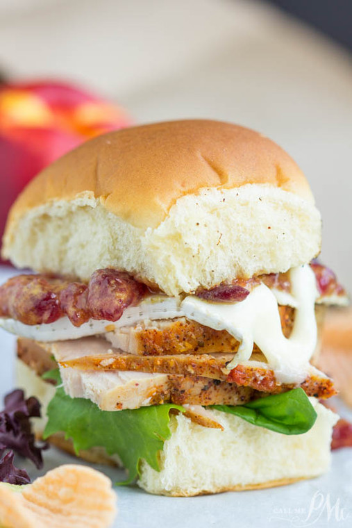 Turkey Brie and Cranberry Mustard Sliders