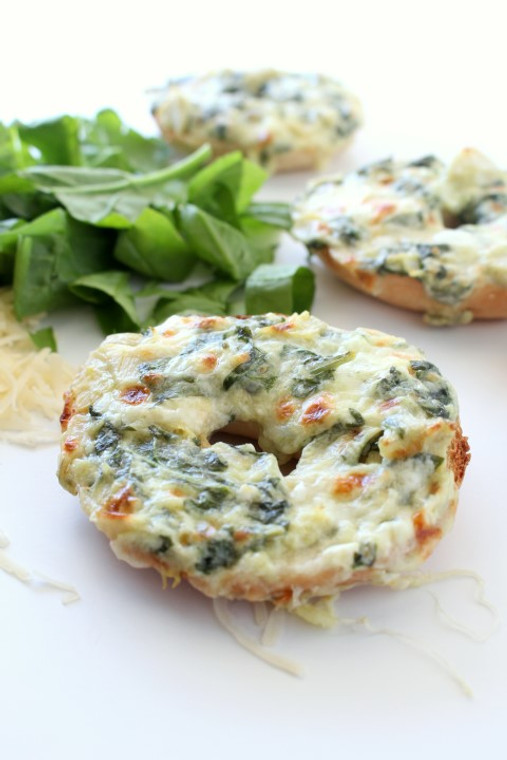 Spinach and Artichoke Bagel Melts