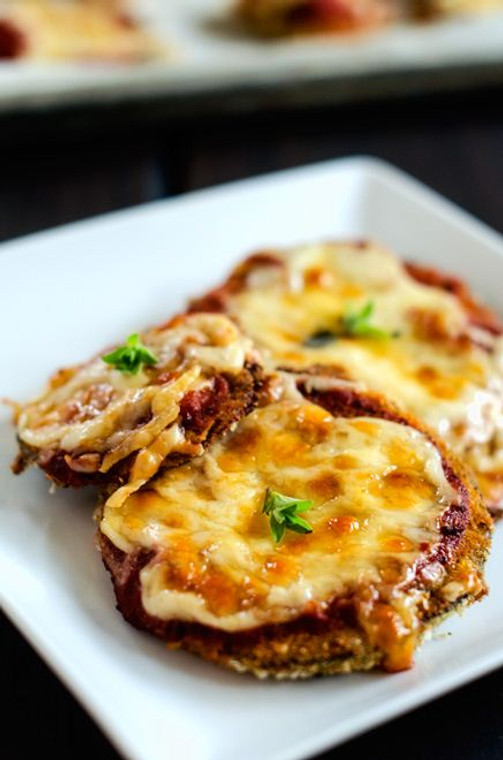 Quinoa Crusted Eggplant Parmesan Bites