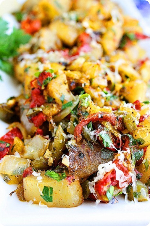 POTATO HASH WITH BELL PEPPERS AND ONIONS