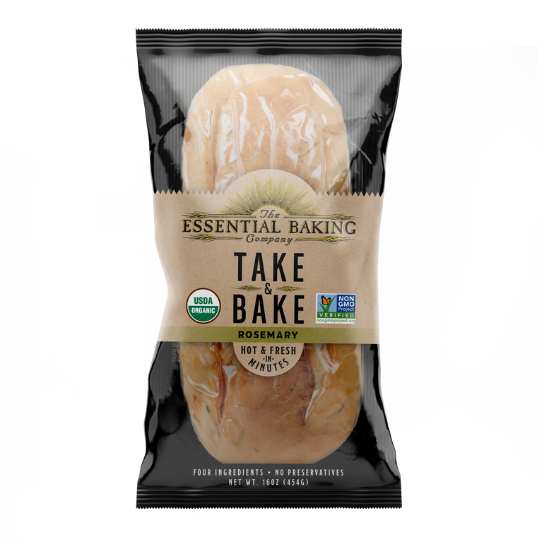 Take & Bake Rosemary Bread - Certified Organic , Non-GMO - No Preservatives, Only 5 Ingredients, Freshness Seal