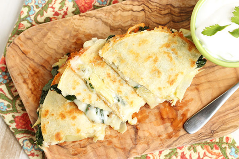 Spinach Artichoke and Chicken Quesadilla