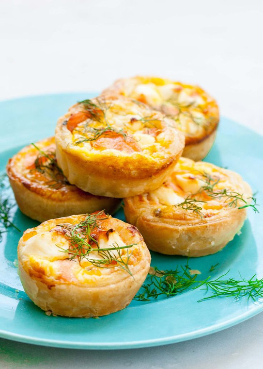 Wild Salmon & Asparagus Tip Quiche - 45 pieces per tray