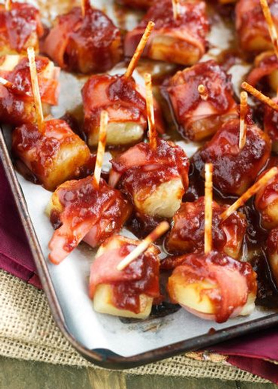 Water Chestnuts Wrapped in Bacon (GF) - 50 pieces per tray