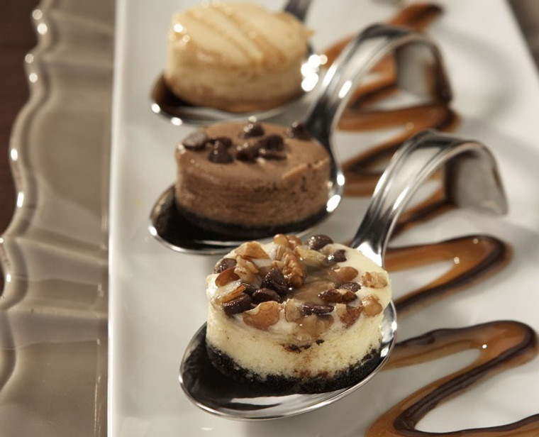 Chocolate Caramel Mini Cheesecake Assortment - 50 pieces per tray