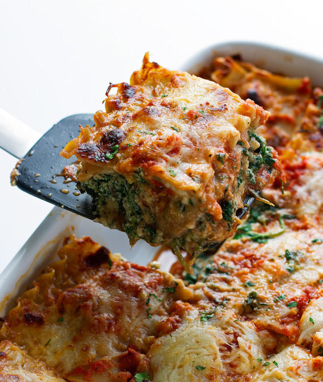 Skinny Mushroom Spinach Lasagna