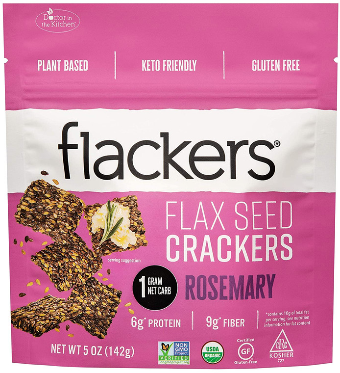 Doctor In The Kitchen, Flackers Organic Flax Seed Crackers, Rosemary Flaxseed, 5 oz