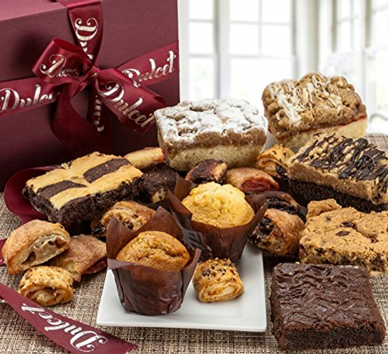 Dulcet Deluxe Gourmet Food Gift Basket - Assorted Brownies, Crumb Cakes Rugelach & Muffins