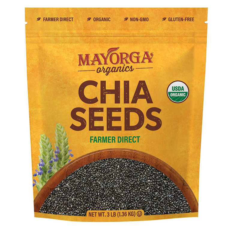 Mayorga Organics Raw Chia Seeds, 3lb Resealable Bag, Gluten-Free