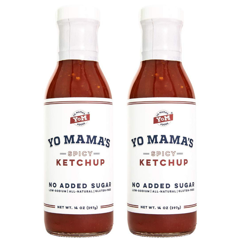 Keto Spicy Ketchup by Yo Mama's Foods – Pack of (2) - No Sugar Added, Low Carb, Vegan, Gluten Free