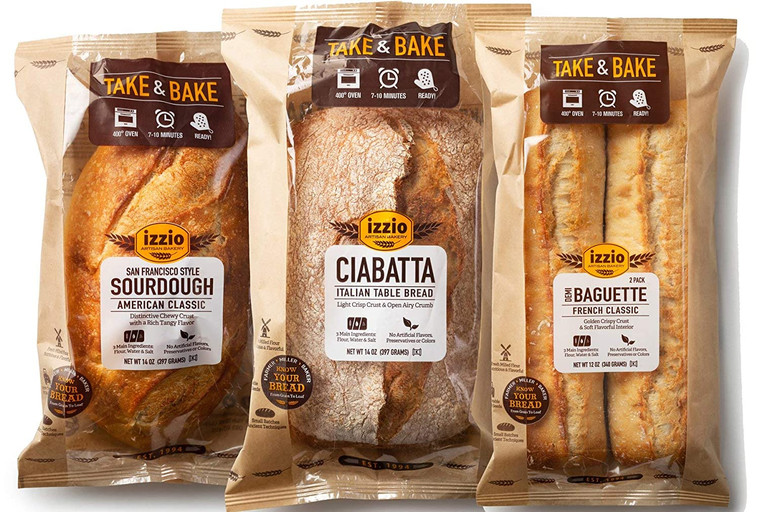 Take & Bake TRIO Variety Sourdough, Ciabatta & Demi Baguette - Izzio 