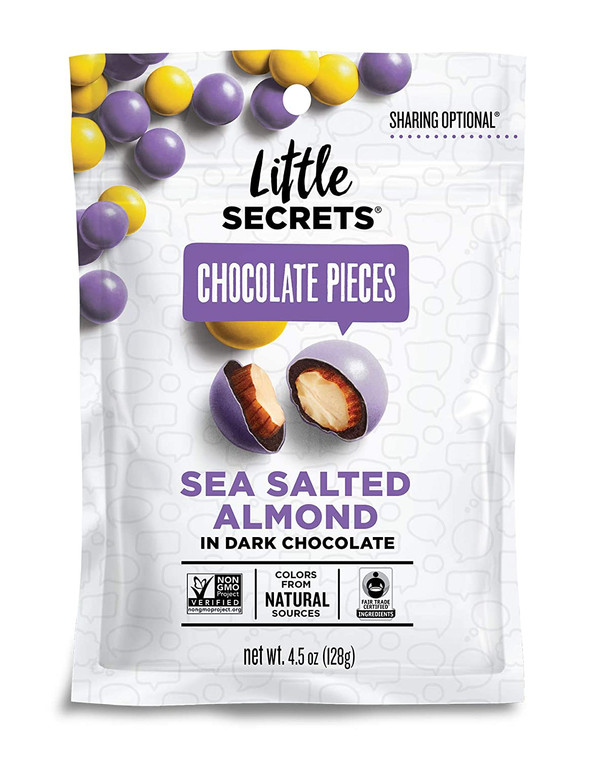 Little Secrets 5 oz Candies, 4 Pack (Sea Salt Almond in Dark Chocolate)