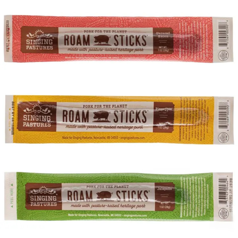 Mix & Match Hickory Smoked Pork Snack Roam Sticks - 3 Flavors - 1 case