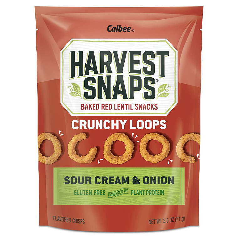 Harvest Snaps Red Lentil Crunchy Loops Sour Cream & Onion - Pack of 12