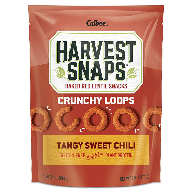 Harvest Snaps Red Lentil Crunchy Loops Tangy Sweet Chili - Pack of 12