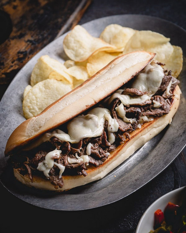 Philly Cheesesteak Sirloin Sandwiches - 4 oz - Pack of 8 - Fully assembled Steakhouse Quality - Just Heat & Eat!