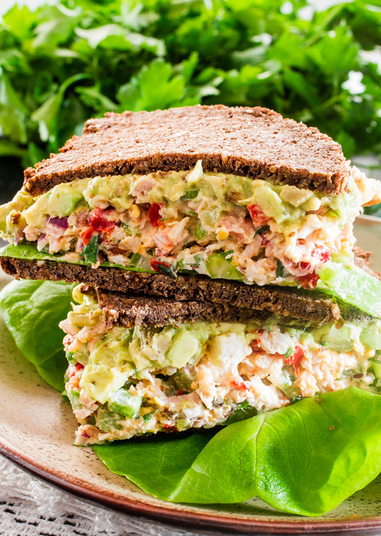 Loaded Chicken Salad Sandwiches with Guacamole