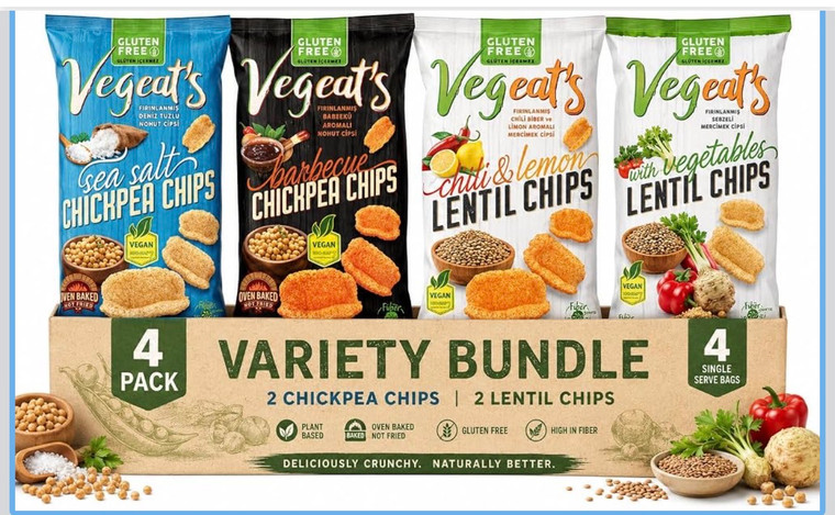 Vegeats Protein Snacks Variety Pack – Chickpea Chips, Lentil Chips & Protein Pops
