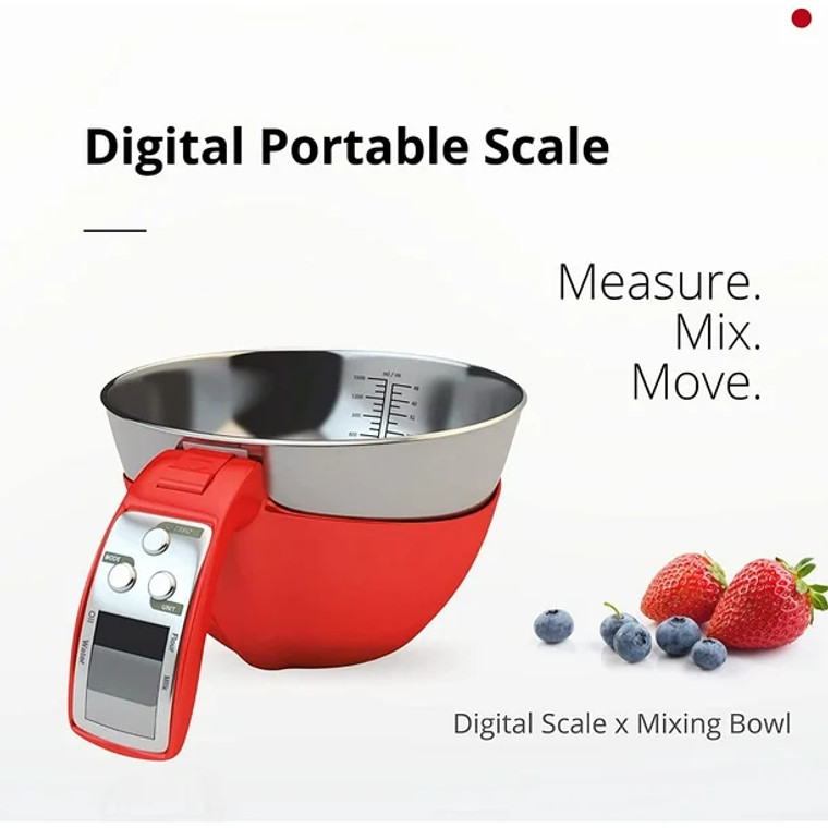 Fradel Digital Kitchen Food Scale with Bowl Removable & Measuring Cup - Stainless Steel, Backlight - 11 lb Capacity -  Great Gifts for Cooks!