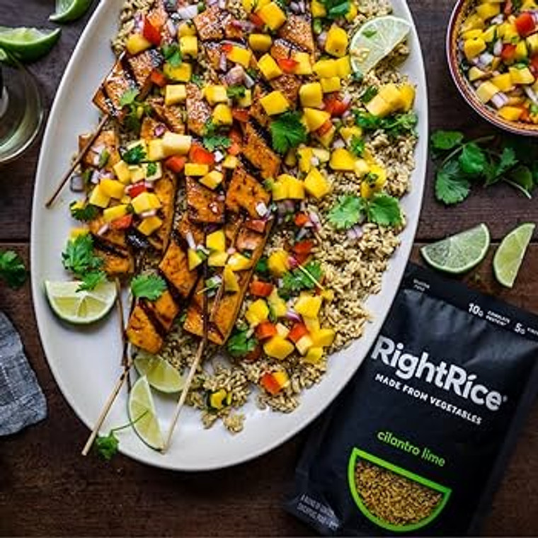 RightRice - Cilantro Lime (7oz. Pack of 6) - Made from Vegetables - High Protein, Vegan, non GMO, Gluten Free