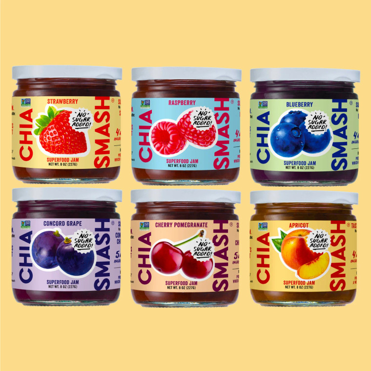 Chia Smash Jam, Variety 6-Pack Try Them All | No Sugar Added, Naturally Sweet Jelly | Keto Friendly, Low Calorie, Low Carb | Non GMO, Upcycled, Vegan, Plant  Based
