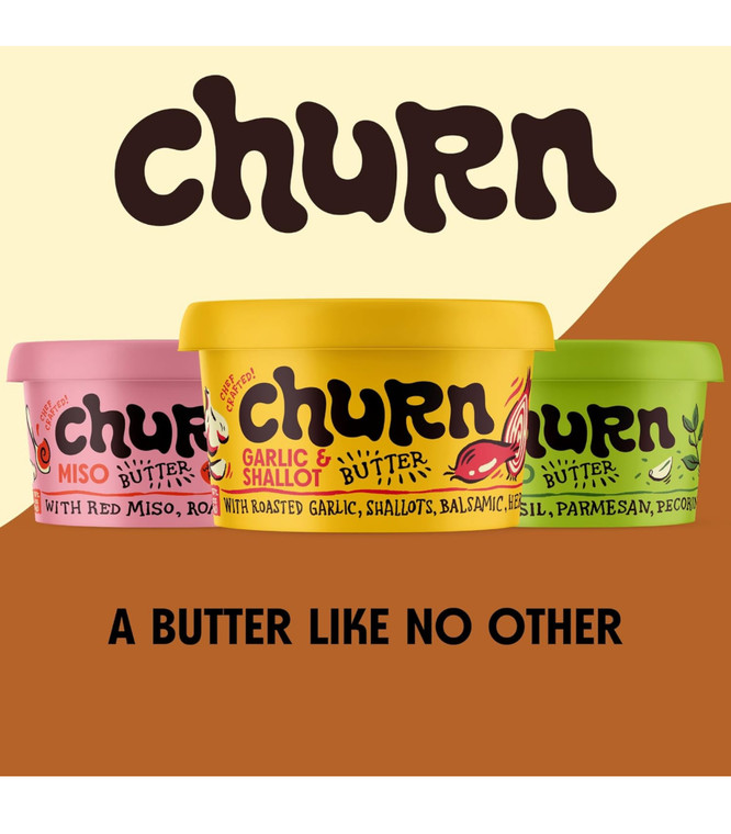 Churn Flavored Butter Grill Pack Churned with Organic Grass Fed Butter - Non-GMO- Pack of 3