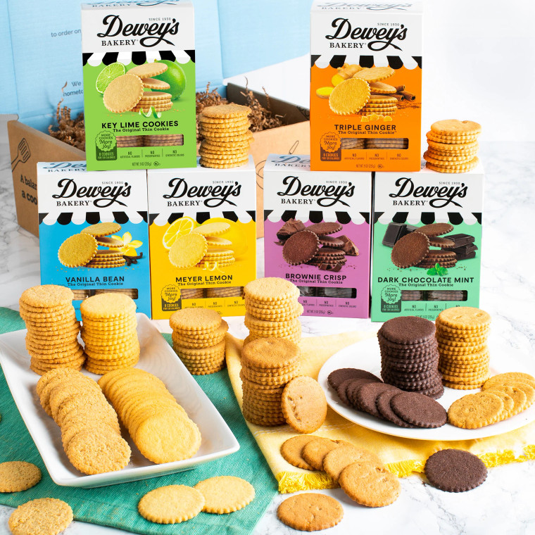 Dewey's Bakery Complete Cookie Collection - Meyer Lemon, Brownie Crisp, Triple Ginger, Vanilla Bean, Dark Chocolate Mint Cookies, Key Lime Moravian Cookie Thins - Pack of 6