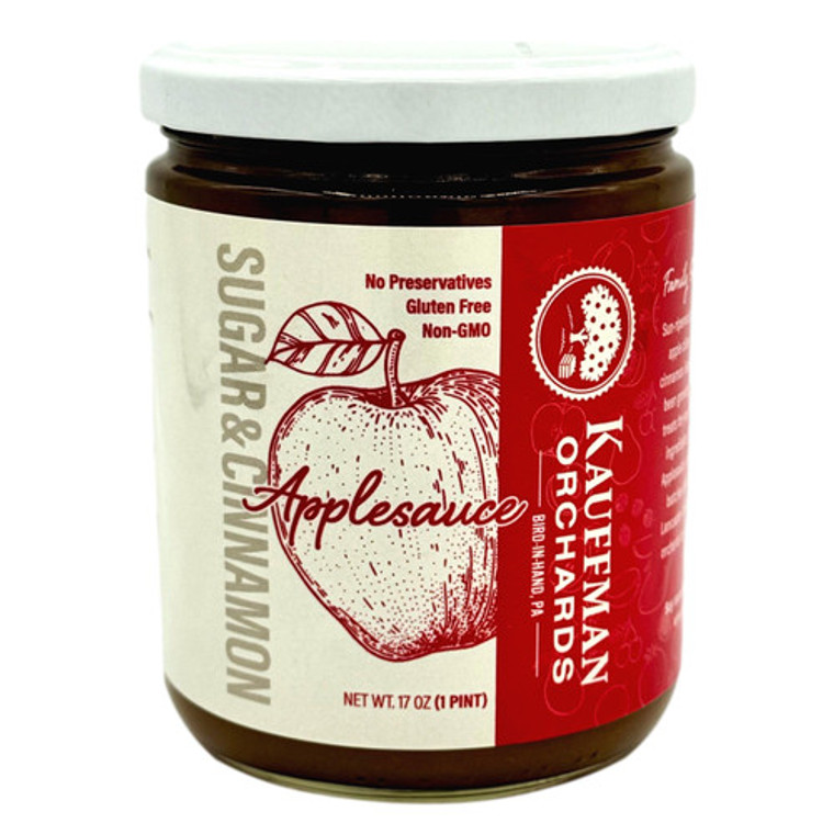 Kauffman Orchards Simply With Sugar and Cinnamon Applesauce, No Sugar Added, Made in Small Batches, 17 oz - Pack of 2