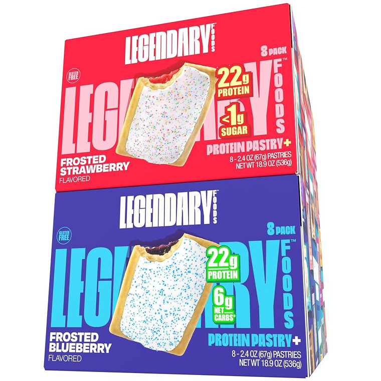 Legendary Foods 22 g Protein Pastry Bundle - Low Carb Meal Replacement Bar - Gluten Free Protien Snacks - Healthy Keto Snack Box - Low Sugar Energy Bars - Bariatric Diabetic Friendly – Pack of 16
