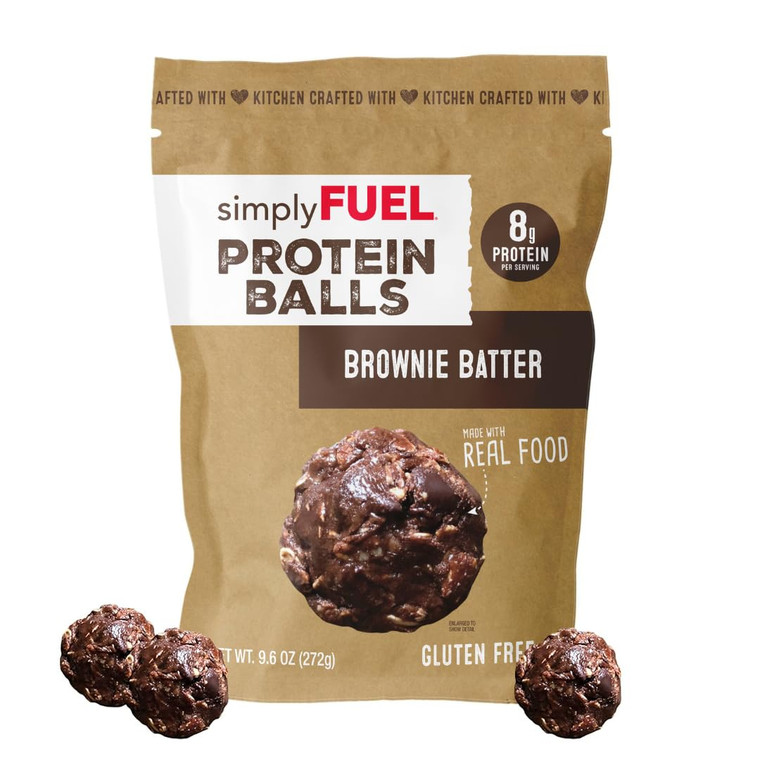 simplyFUEL Chocolate Brownie Batter Protein Ball - Whole Food Balls with Probiotics - 8g Protein Snack - Gluten Free Energy Balls - Pack of 3
