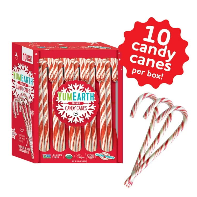 YumEarth Organic Candy Canes - Individually Wrapped Full Size Peppermint Candy Canes - Allergy Friendly, Non GMO, Gluten Free, Vegan - Pack of 2