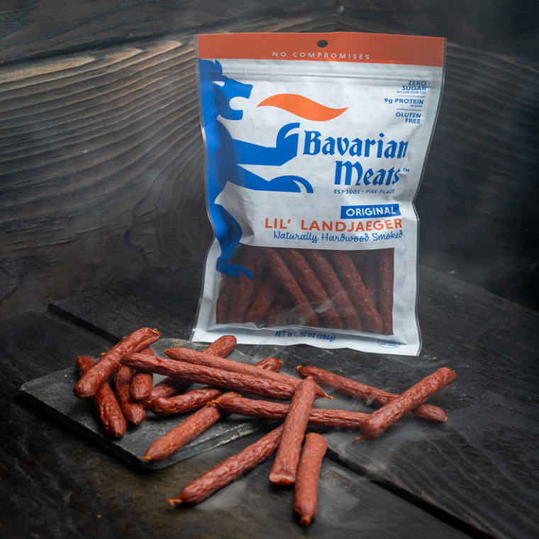 Bavarian Meats Lil' Landjaeger Meat Sticks, Smoked Sausage Protein Snacks, Zero Sugar, Great Source of Protein, Gluten Free, Keto Friendly Low Carb Snack, 10 oz Bavarian Meats Lil' Landjaeger Meat Sticks, Smoked Sausage Protein Snacks, Zero Sugar, Great Source of Protein, Gluten Free, Keto Friendly Low Carb Snack, 10 oz