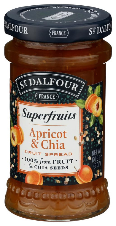 St. Dalfour Superfruits Apricot & Chia Fruit Spread - 6 oz - 100% from Fruit, Gluten-Free, No Artificial Ingredients, Non-GMO, All Natural, Made in France - Pack of 2 St. Dalfour Superfruits Apricot & Chia Fruit Spread - 6 oz - 100% from Fruit, Gluten-Free, No Artificial Ingredients, Non-GMO, All Natural, Made in France - Pack of 2