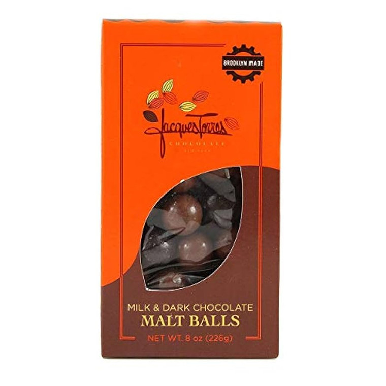 Jacques Torres Gourmet Milk & Dark Chocolate Malt Balls, 8 oz