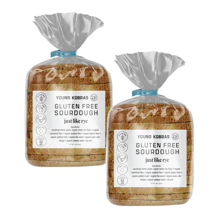 Young Kobras Organic, Gluten-Free Sourdough Just Like Rye Bread - Allergen Friendly, Vegan - Pack of 2