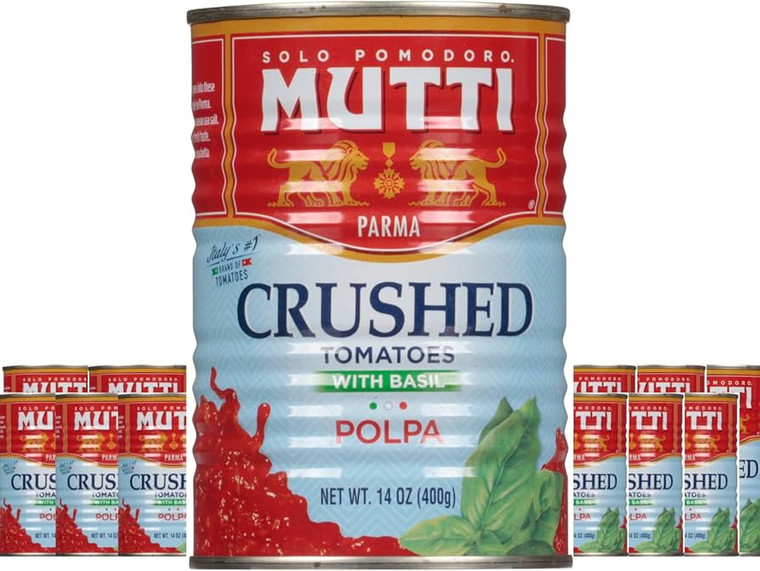 Mutti Crushed Tomatoes with Basil (Polpa), 14 oz - Pack of 12