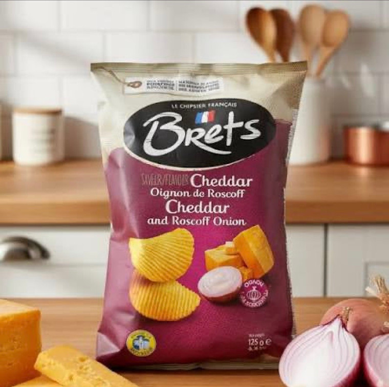 Brets French Cheddar & Onion Potato Chips, 4.4 oz, Pack of 3