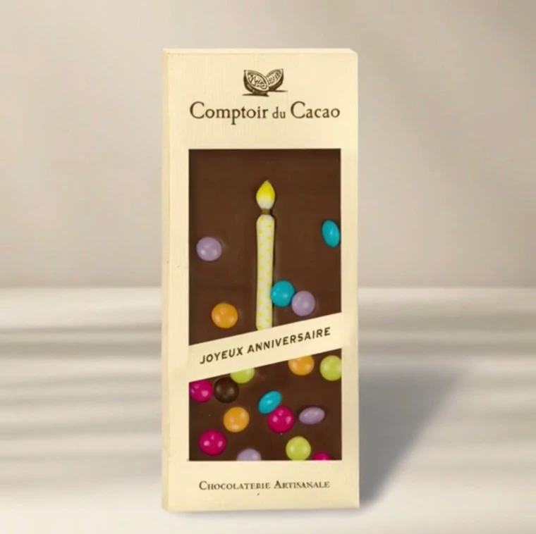 Comptoir du Cacao Chocolate Bar with Birthday Candle