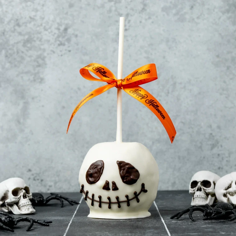 Jack Skellington Chocolate Caramel Apple