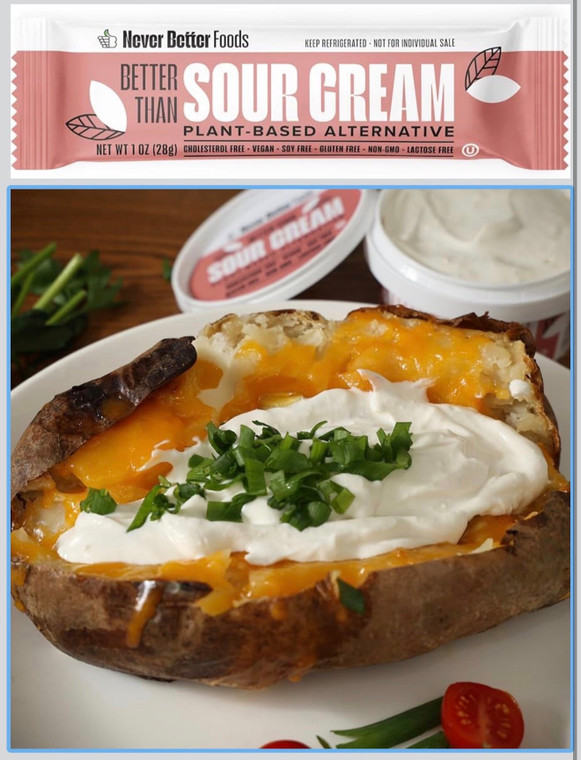 Never Better Plant-Based Sour Cream — 50 Single-Serve Pouches 1 oz each | Dairy-free • Vegan • Tangy & spoonable