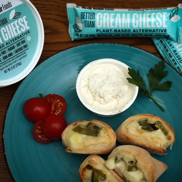 Never Better Plant-Based Cream Cheese — 50 Single-Serve Pouches, 1 oz each | Dairy-free • Vegan • Smooth & spreadable