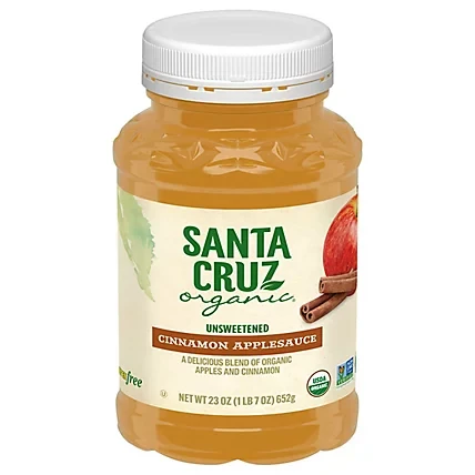 Santa Cruz Organic Unsweetened Cinnamon Apple Sauce, 23 oz— Pack of 6