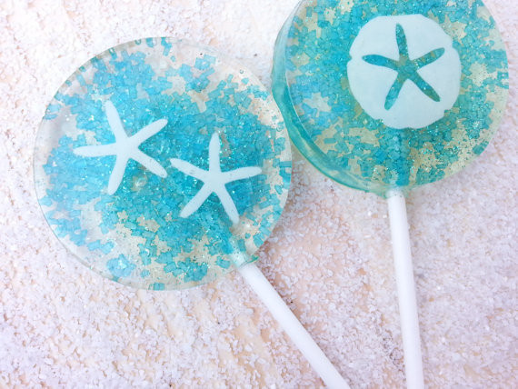 Beach Wedding Sparkle Lollipops Six Included, many flavors