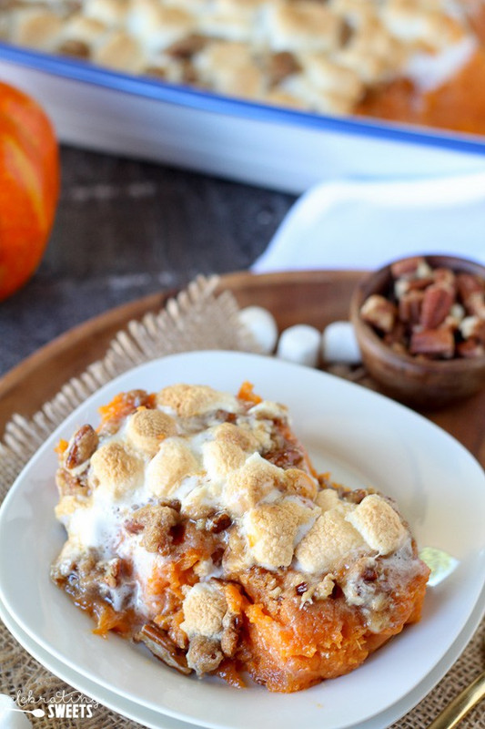 Sweet Potato Casserole with Marshmallow & Pecan Streusel