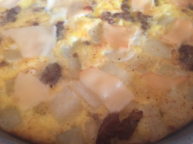 Sausage, Egg, Potato, Onion & Cheese Breakfast Casserole
