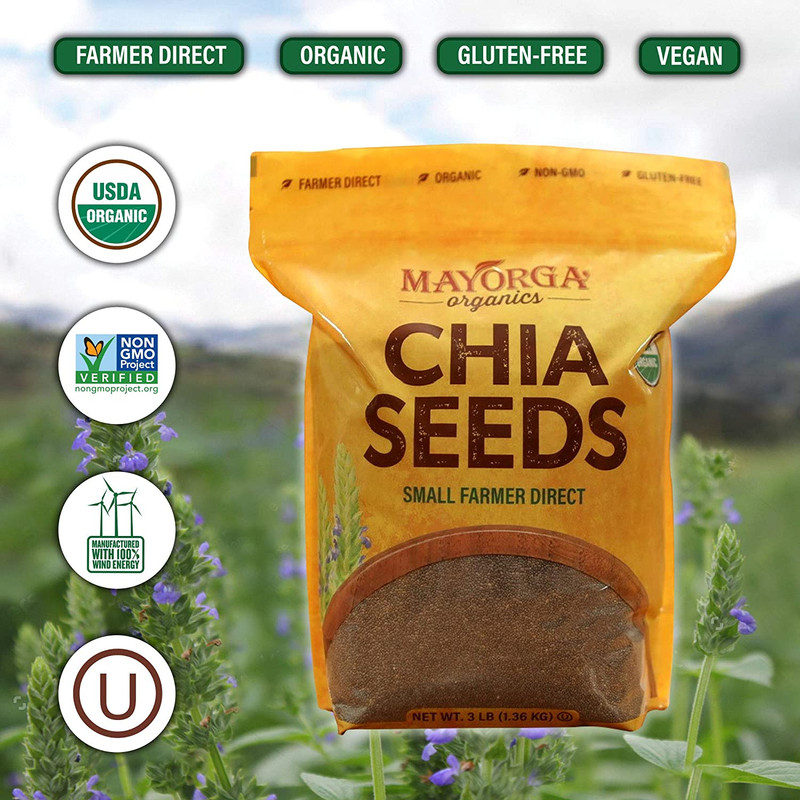 Organics Raw Chia Seeds, 3lb Resealable Bag, GlutenFree
